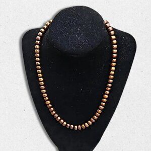 Genuine Pearl Necklace Radiant Luster Fish Hook Clasp Chocolate Brown Women's OS